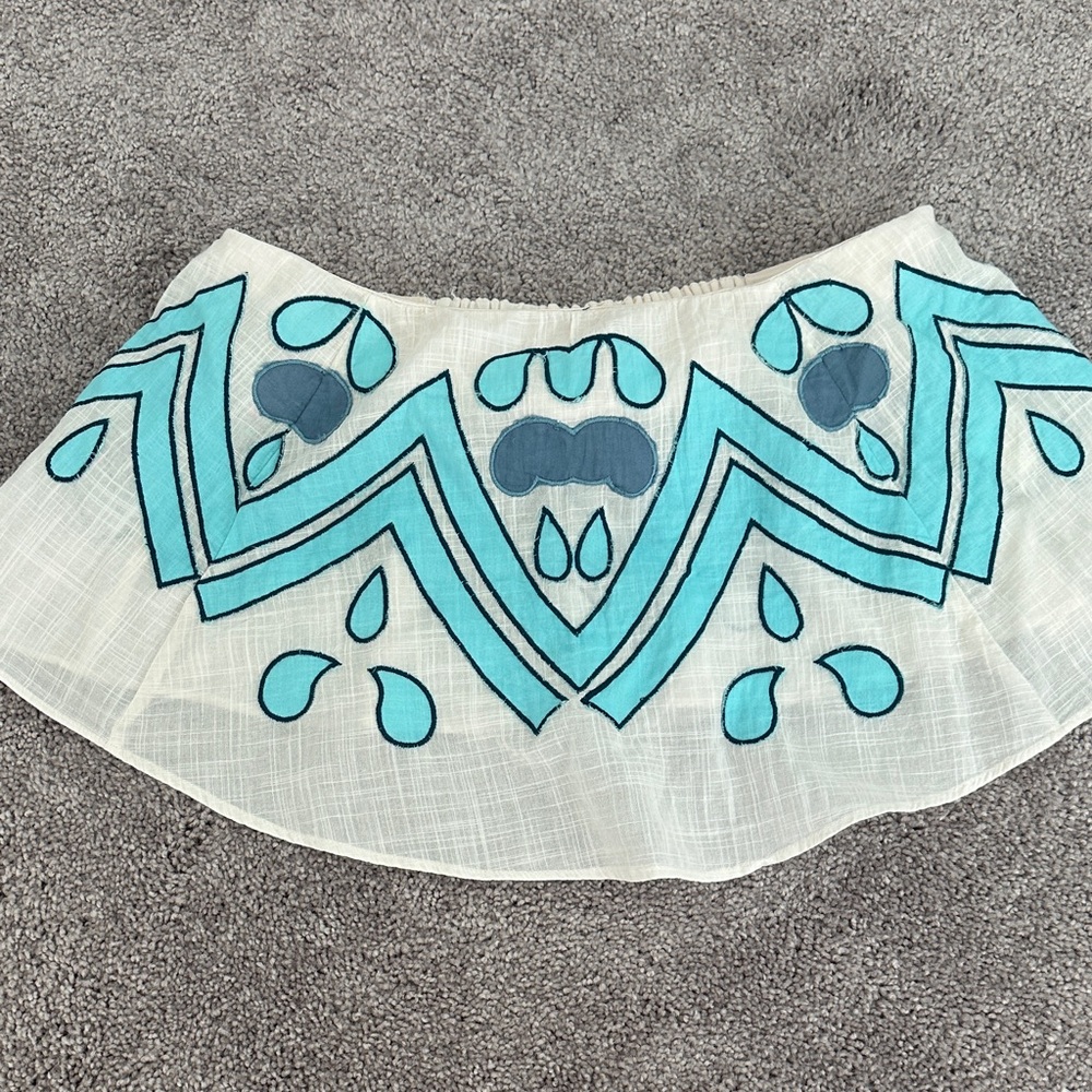 Elegant Blue Patterned strapless Top